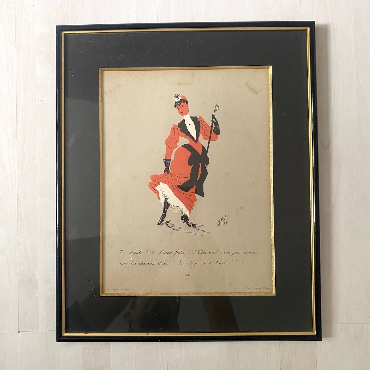 Set of 5 framed illustrations by Maurice Marais, 19th century