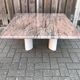 Italian modernist red travertine and metal square coffee table 1970s
