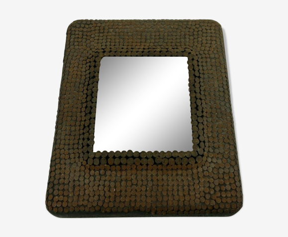 Miroir art deco 1940 ferronnerie cloute tendance vintage 11x12cm