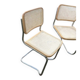 Vintage Pair  chrome cantilever chairs with cane, 1970s