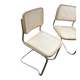 Vintage Pair  chrome cantilever chairs with cane, 1970s