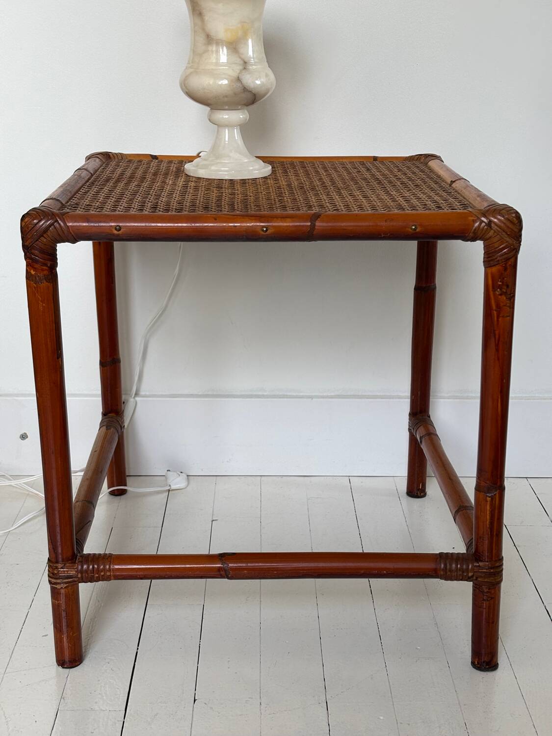 Rattan side table