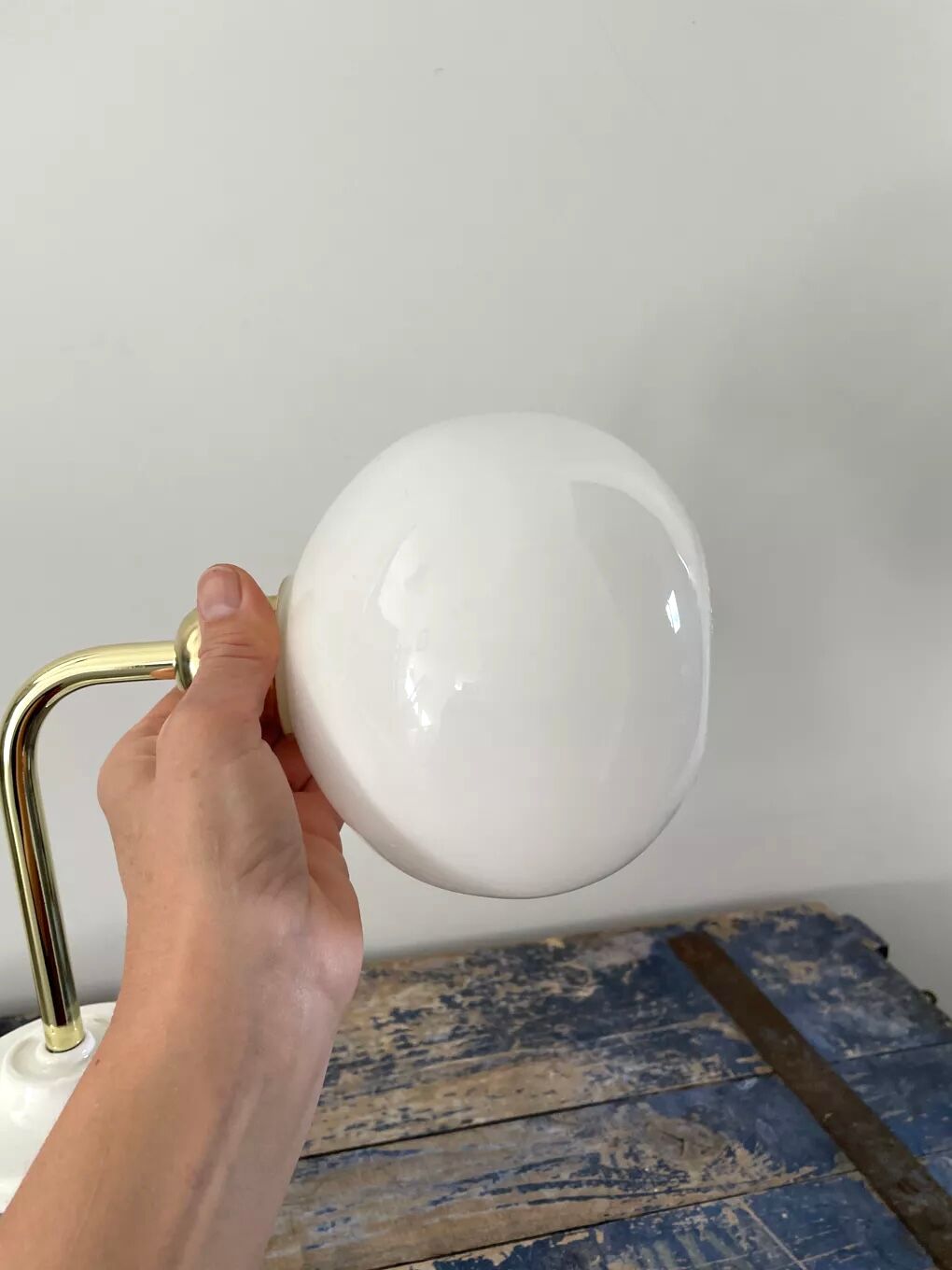 White opaline globe wall lamp