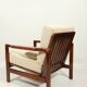 Vintage dark wood beige bouclé armchair by Z.Baczyk 1965