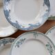 6 vintage ironstone deep plates mismatched - Blue and green tones