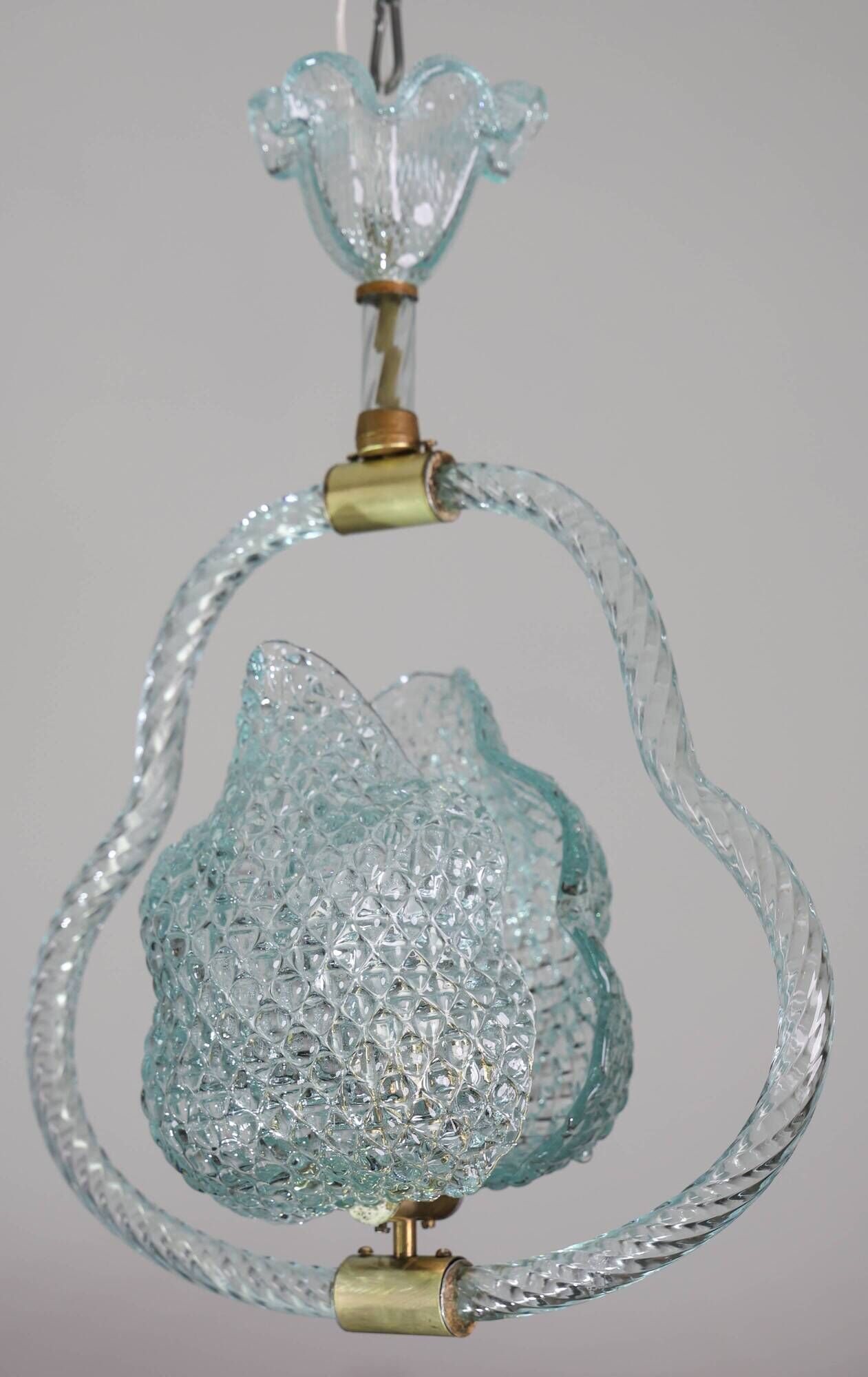 Charming Light Blu Murano Glass Chandelier by Barovier e Toso, 1950s