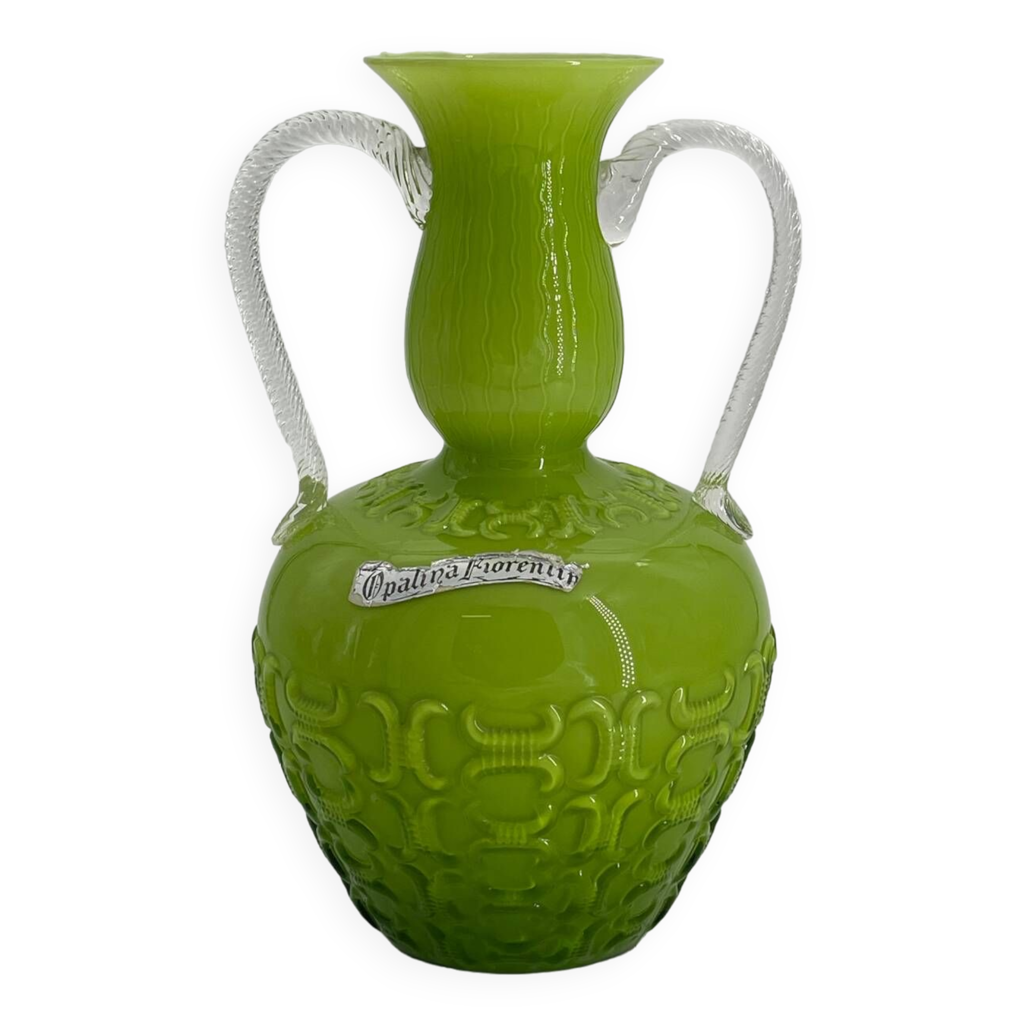 Vintage Opalina Fiorantina glass vase