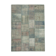 Handmade anatolian overdyed 177 cm x 246 cm blue patchwork carpet