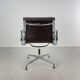 Eames brown leather EA 208 Soft Pad Group chair made by Vitra for Herman Miller