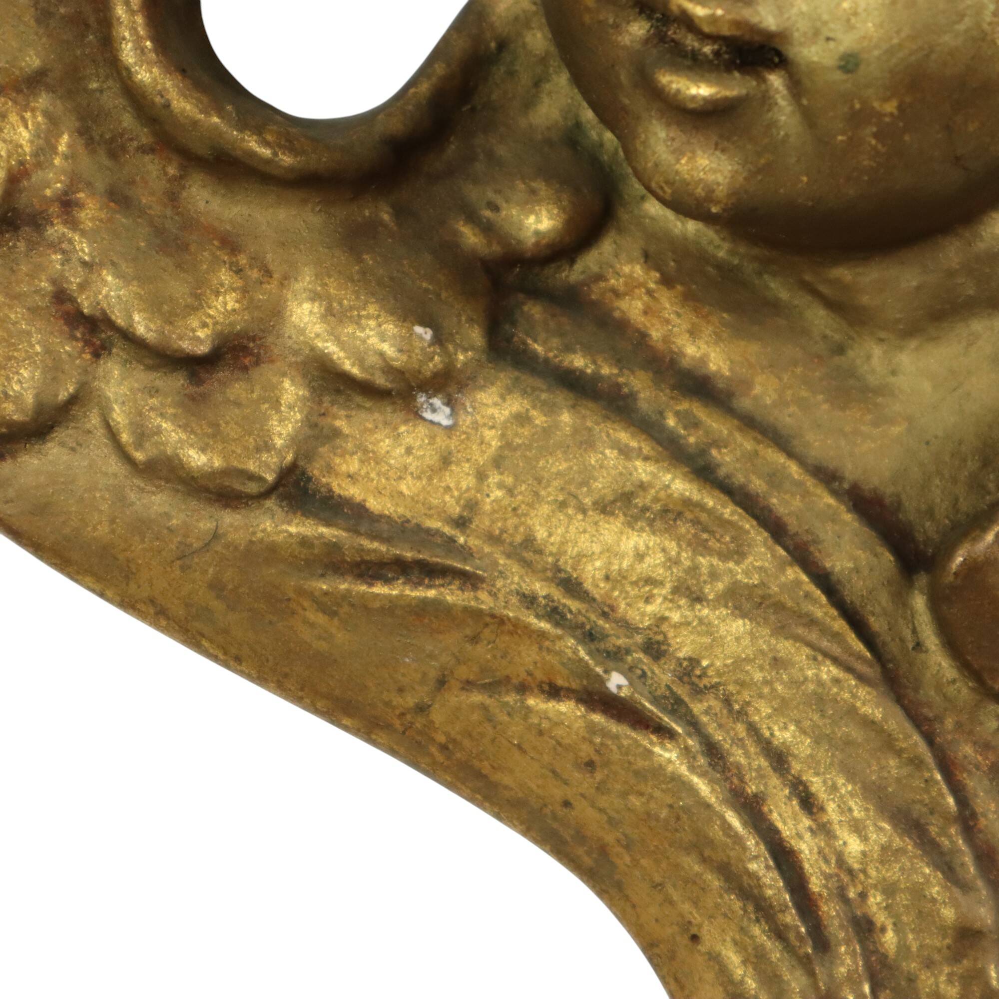 Vintage Angel Head Bust Gilded Plaster Wall Decoration 20cm