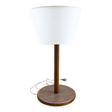 Large solid wood lamp with inverted shade