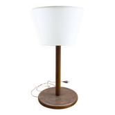 Large solid wood lamp with inverted shade