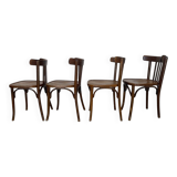 Set of 4 antique Thonet curved wood bistro chairs