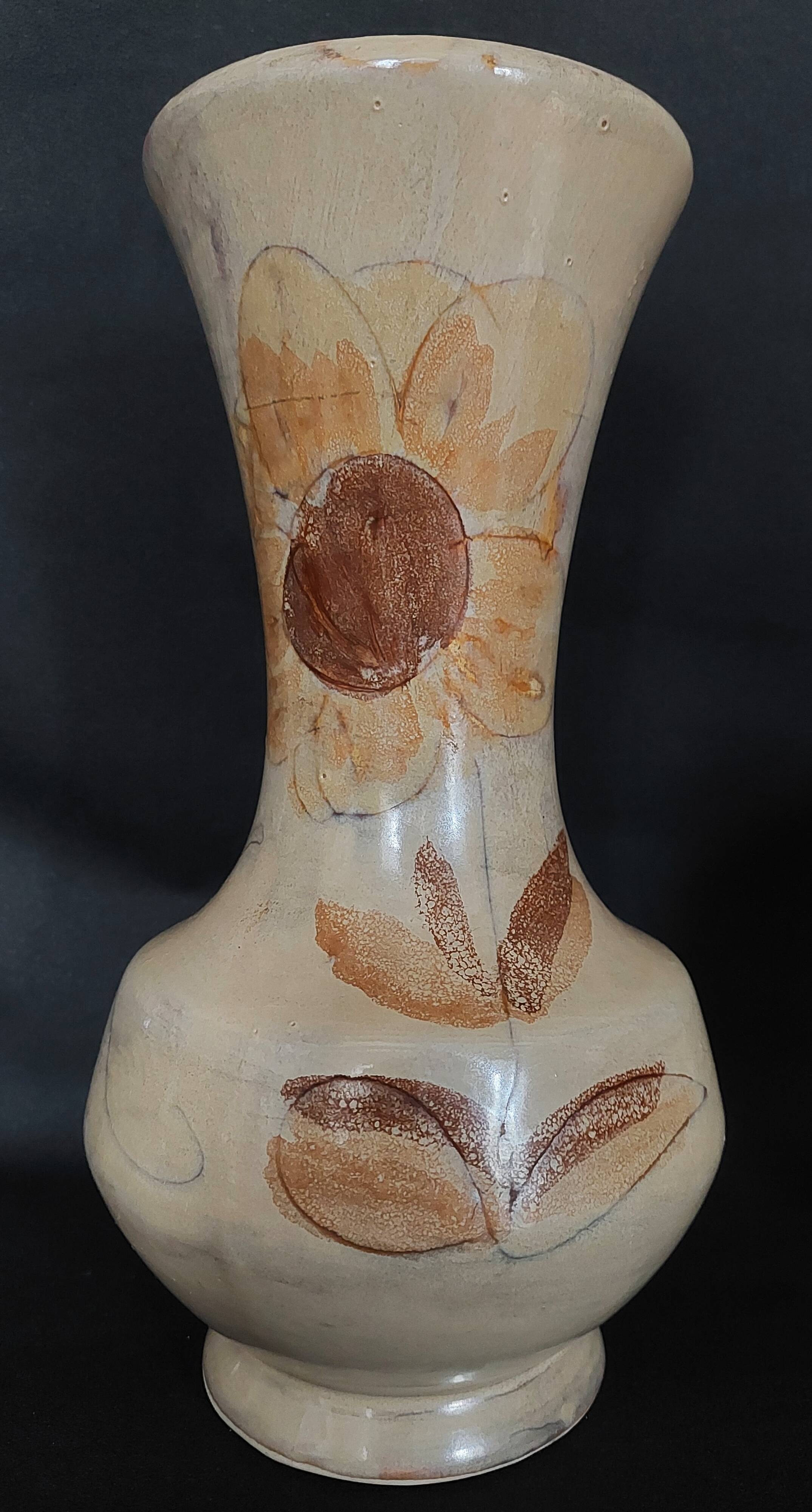 Vintage vase La Roue Vallauris signed 20th-century ceramic
