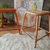 Pair of low metal stools industrial workshop - vintage