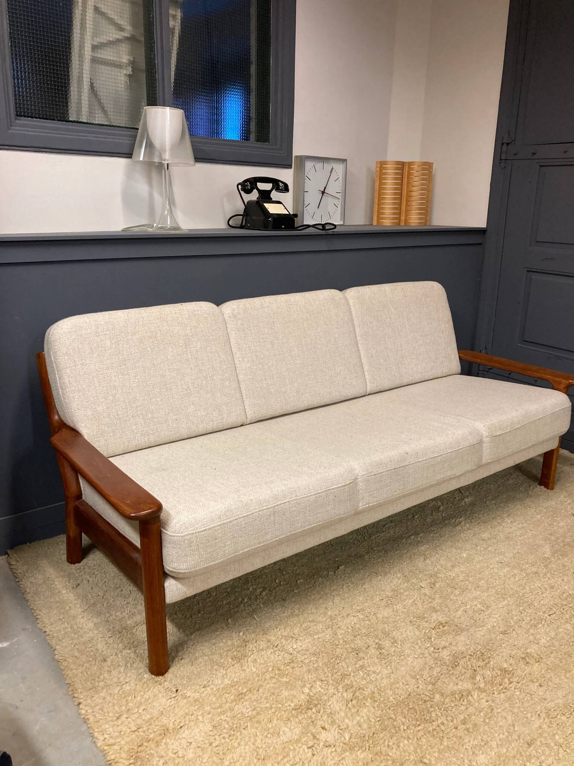 Vintage Danish three-seater sofa