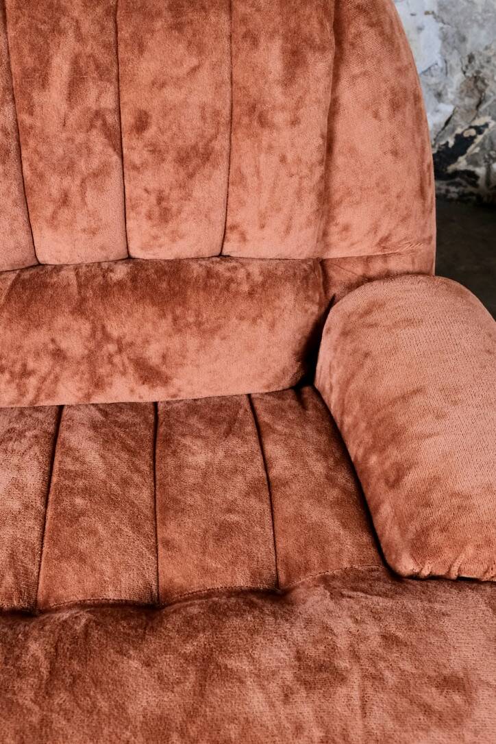 Pair of squirrel velvet armchairs, France, 1970s
