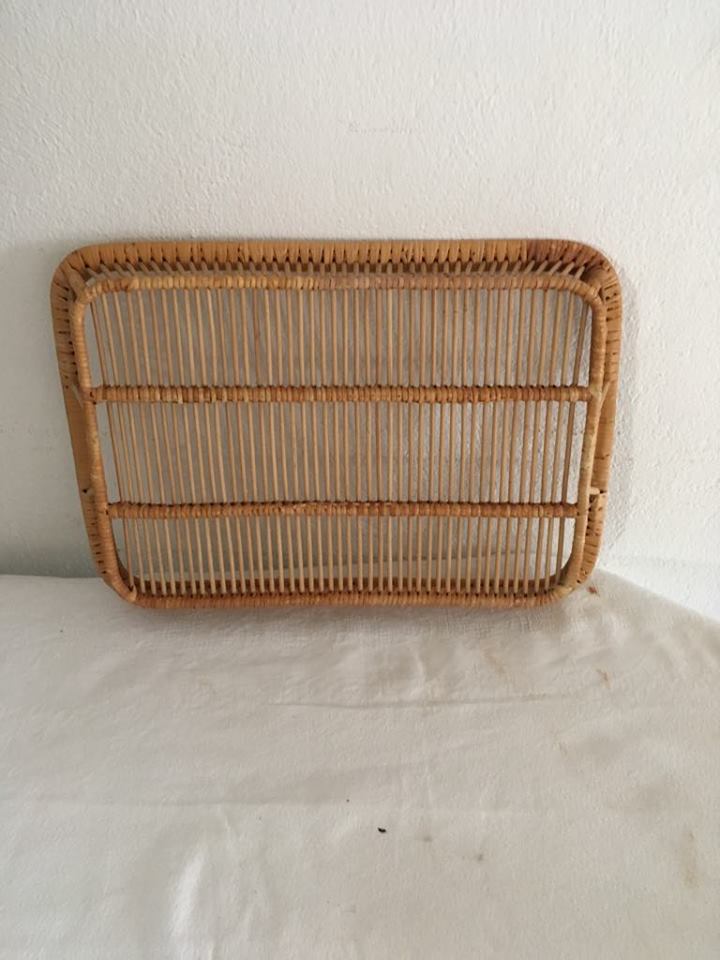 Wicker and rattan vintage tray