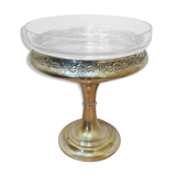 Coupe à fruits verre et métal argenté-vermeillé