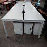 Bench desks 6 workstations with 3 removable partitions used good condition