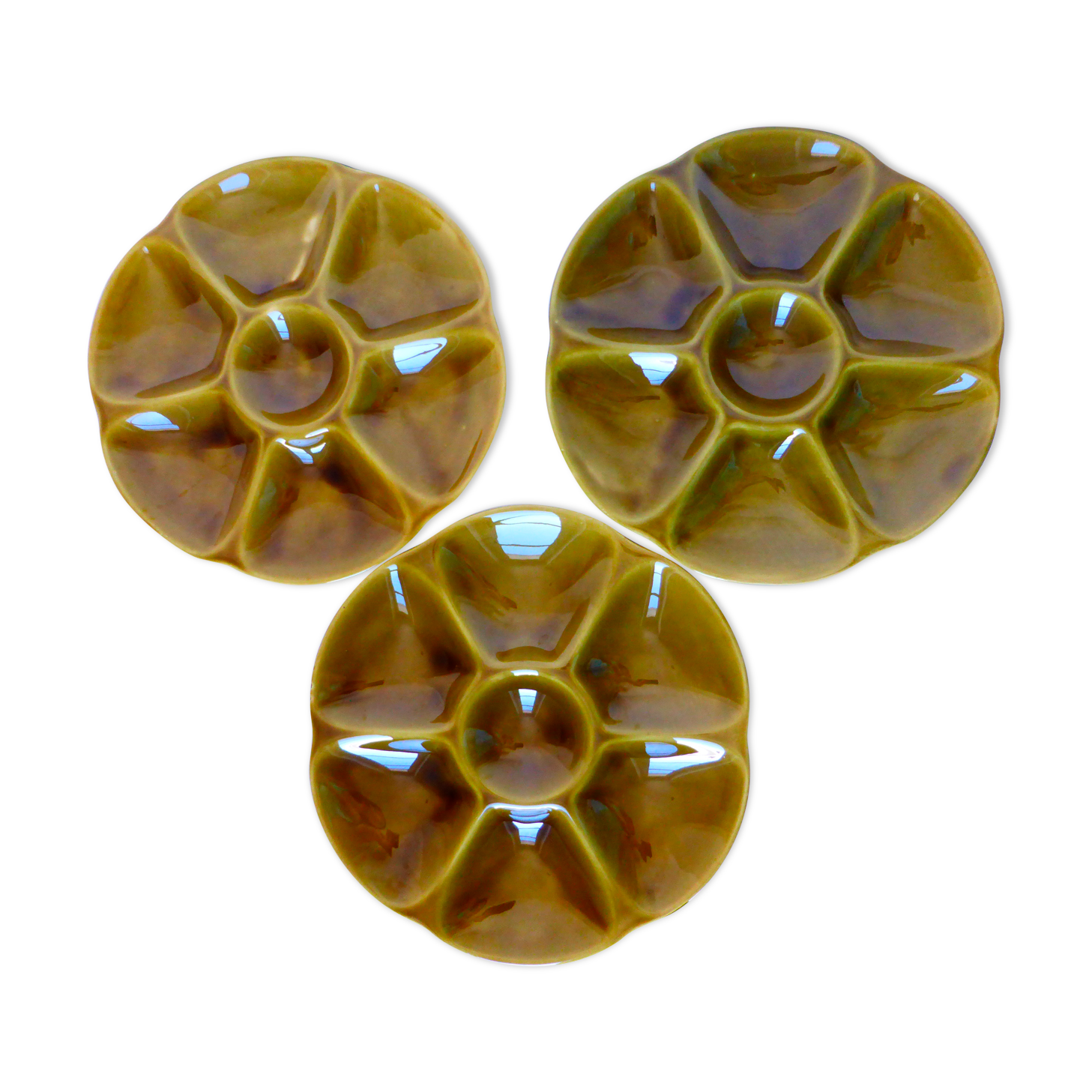 3 vintage Gien porcelain oyster plates 2106173