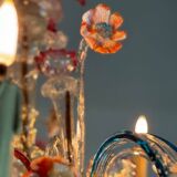 Rezzonico Venetian chandelier in multicolored Murano glass, 12 light arms, circa 1900