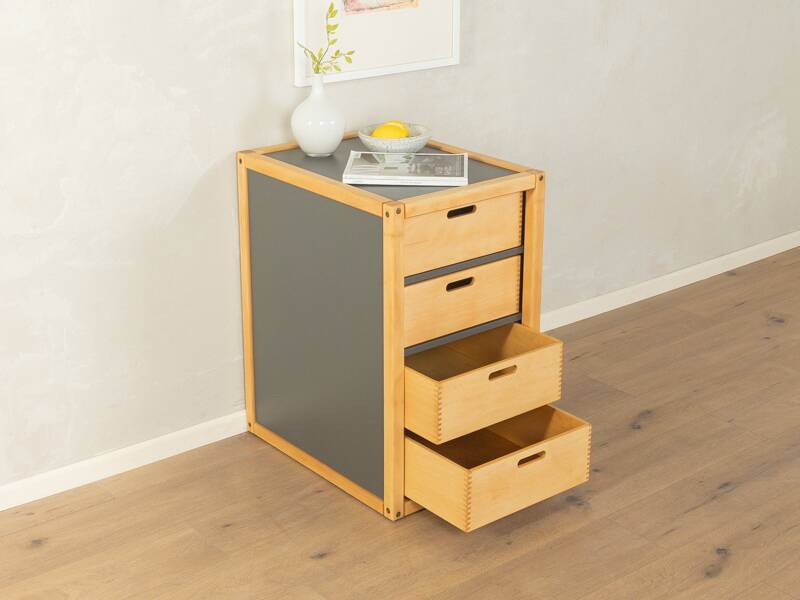 Commode Flötotto, années 1970, hêtre, HPL gris, 4 tiroirs