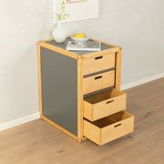 Commode Flötotto, années 1970, hêtre, HPL gris, 4 tiroirs