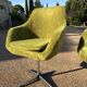 Vintage 1960s Lubke green velvet swivel armchair pair.