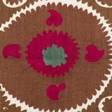 Tapisserie - Faded Red Suzani Table Cloth - Uzbek Embroidery Neutral Textile