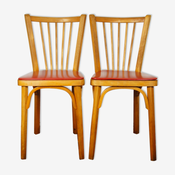 Set of 2 chairs bistro Baumann skaï & beech