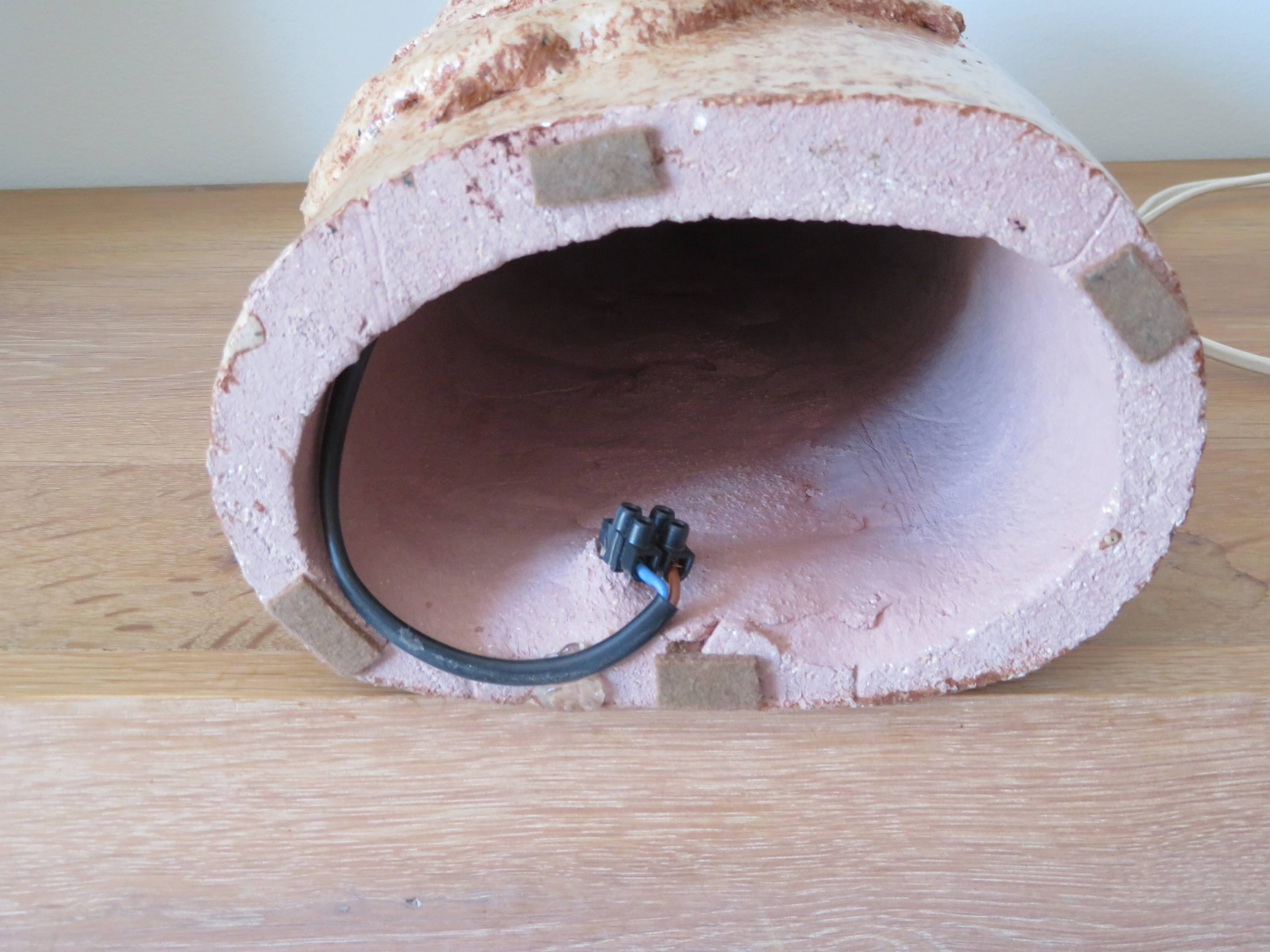 Large vintage glazed terracotta lamp base