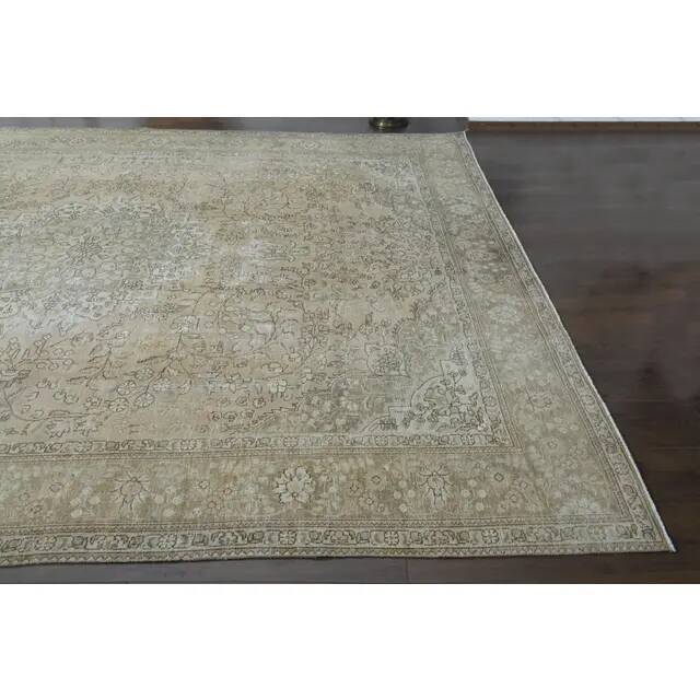 1970s Vintage Persian Handmade Wool Cotton Orange Area Rug 282x377