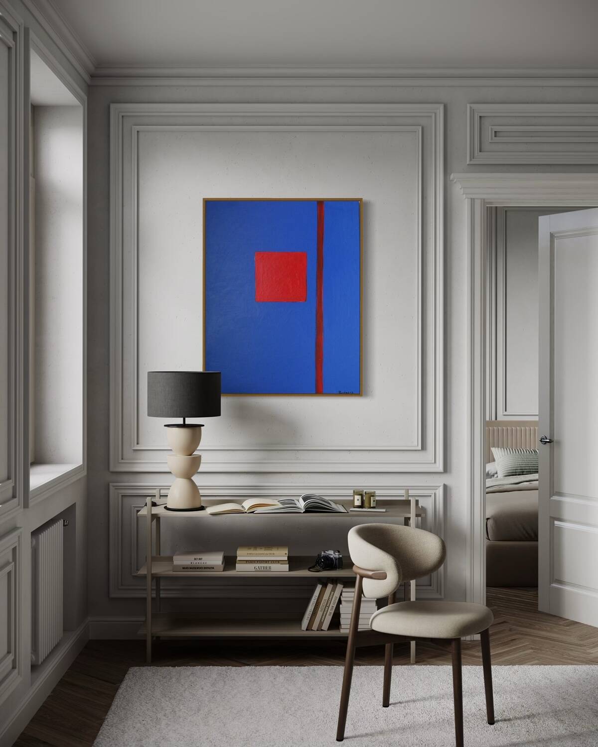 That blue 100x80cm canvas signed.