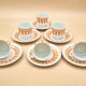 6 Midcentury Porcelain Coffee Cups & Saucers, EPIAG, Czechoslovakia