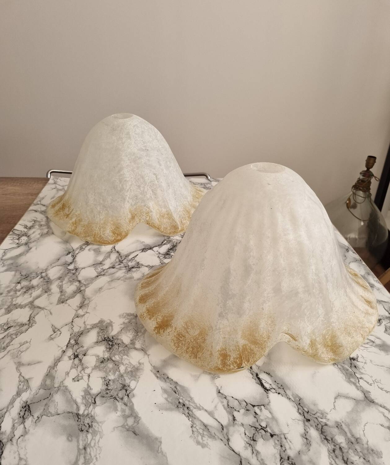 Paire d'abat-jours en verre vintage