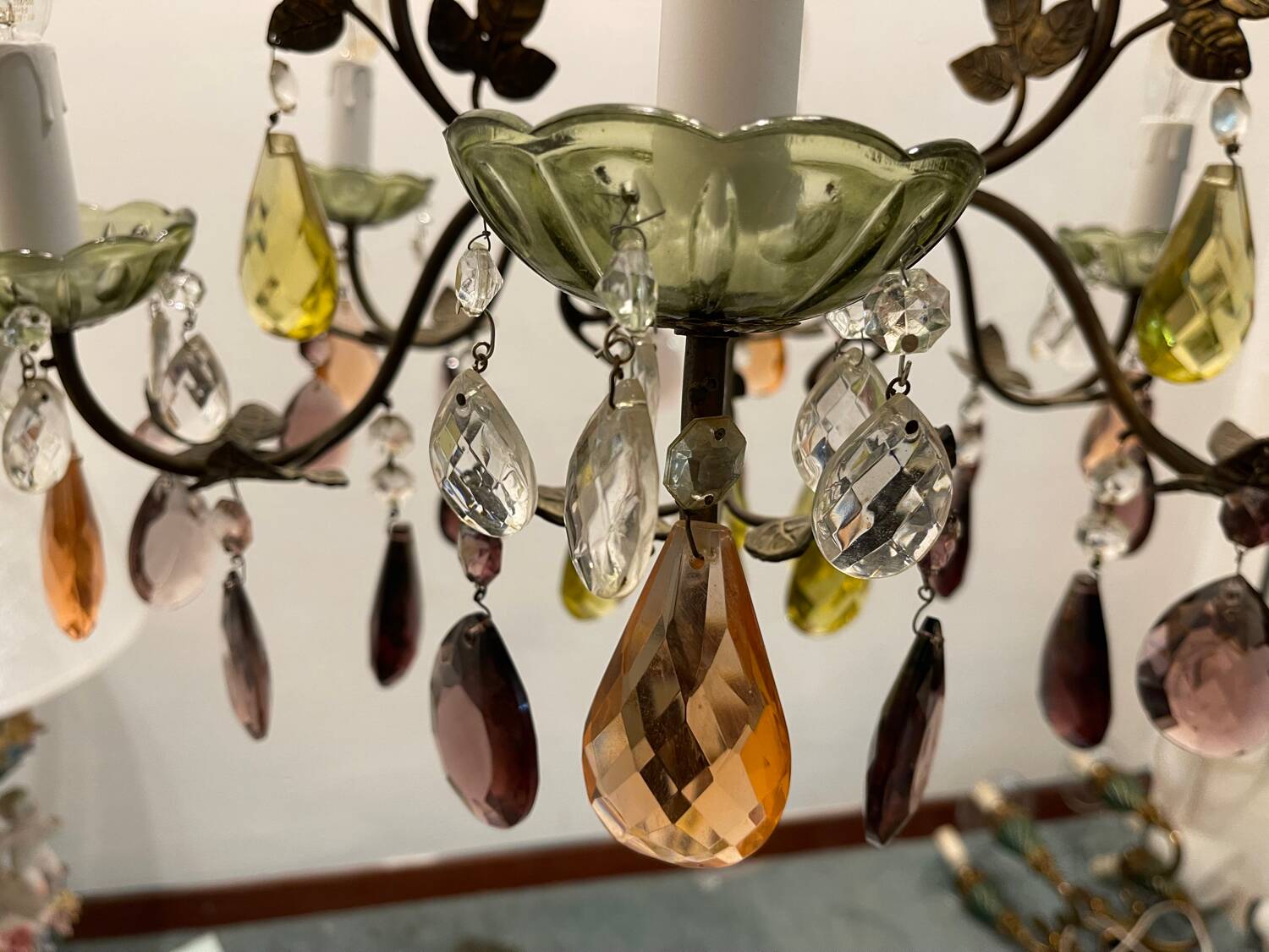 Bronze multicolored Crystal chandelier 1950’s