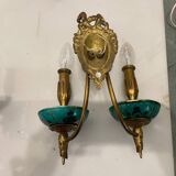Brass Ceramic Sconces Set of 2 1940’s