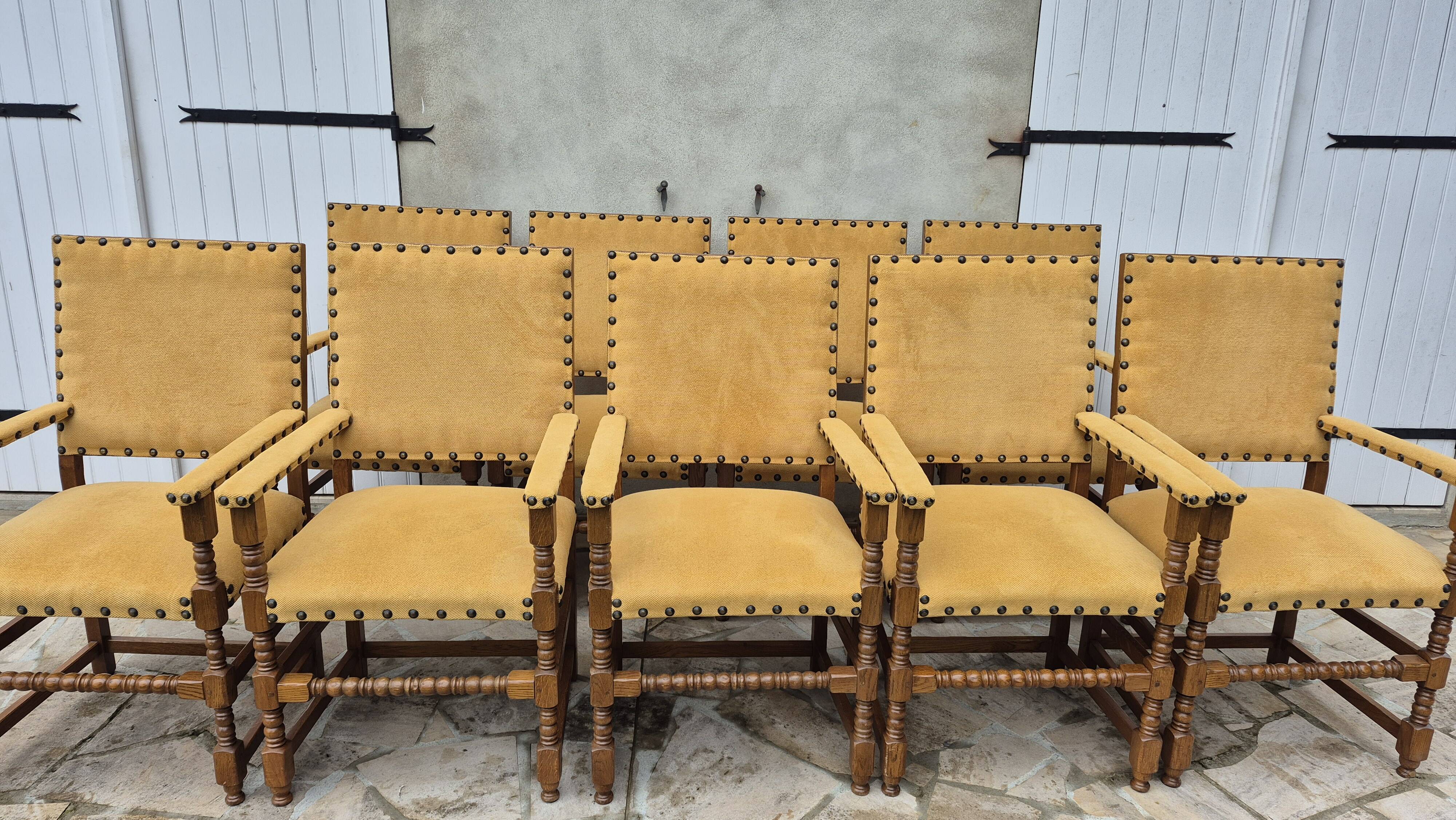 9 armchairs in the Louis XIII style