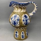 André L'Helguen for Keraluc, QUIMPER - Polychrome earthenware pitcher decorated with stylized flowers