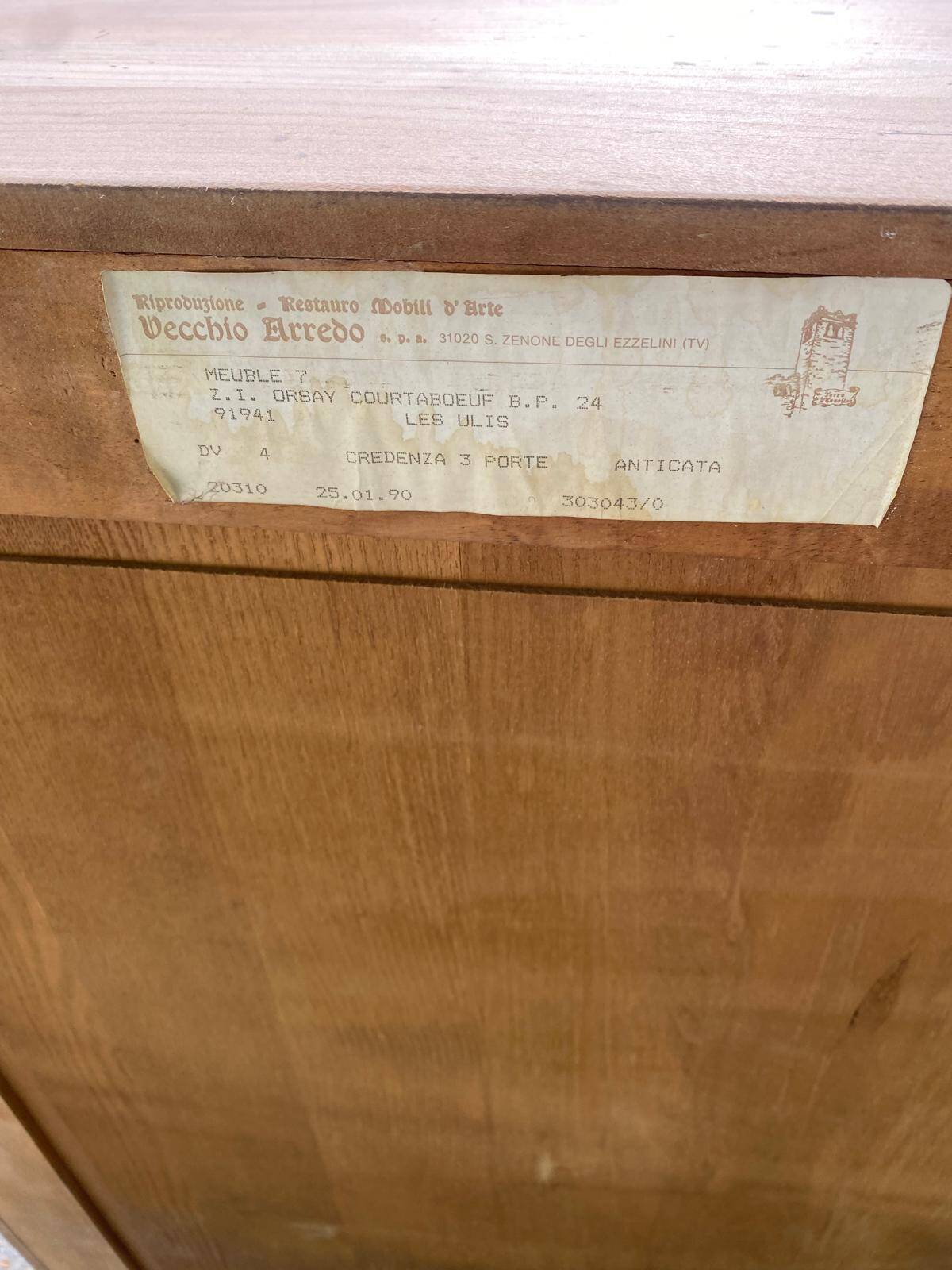 Louis Philippe stripped mahogany sideboard Vecchio Arredo Italy