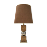 Vintage 1970 lamp in cork & metal
