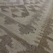 Beige cream scandinavian style kilim handmade flat-woven wool area rug- 198x155cm