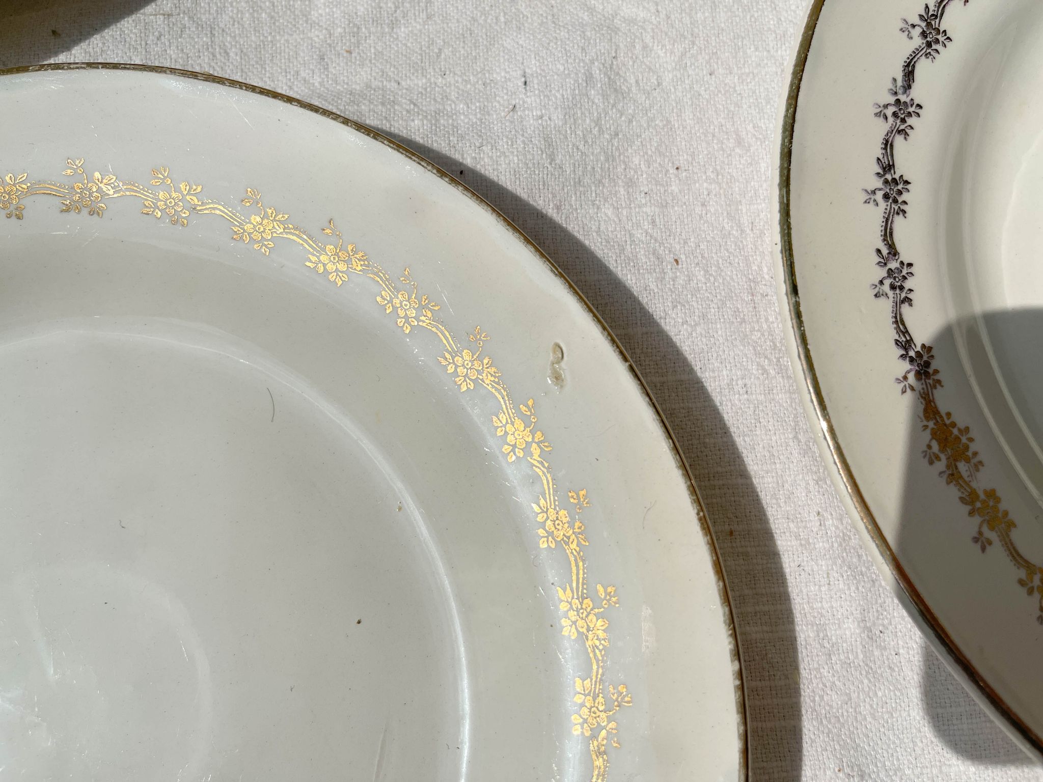 6 opaque porcelain dinner plates, Digoin model "Suzy"