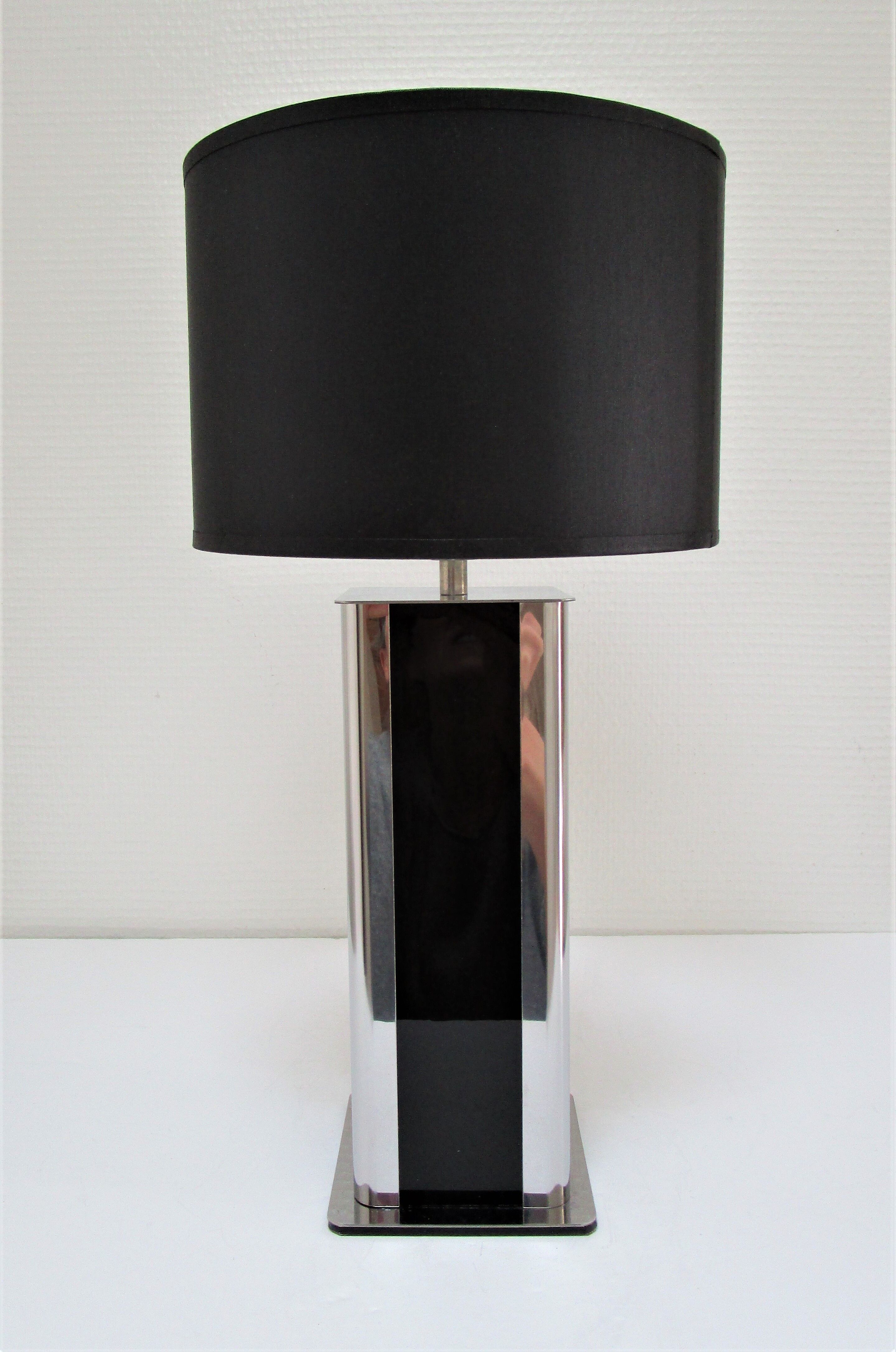 Stainless steel lamp foot and plexiglass black design 70s / 80s