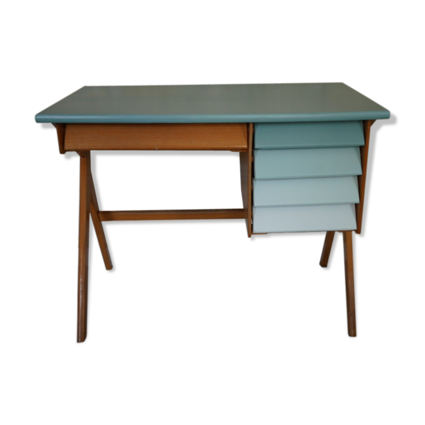 Bureau vintage tiroirs biseautés en dégradé