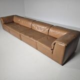 Modular "Jeep" sectional sofa in light brown leather by Anita Schmidt for Durlet, 1970.