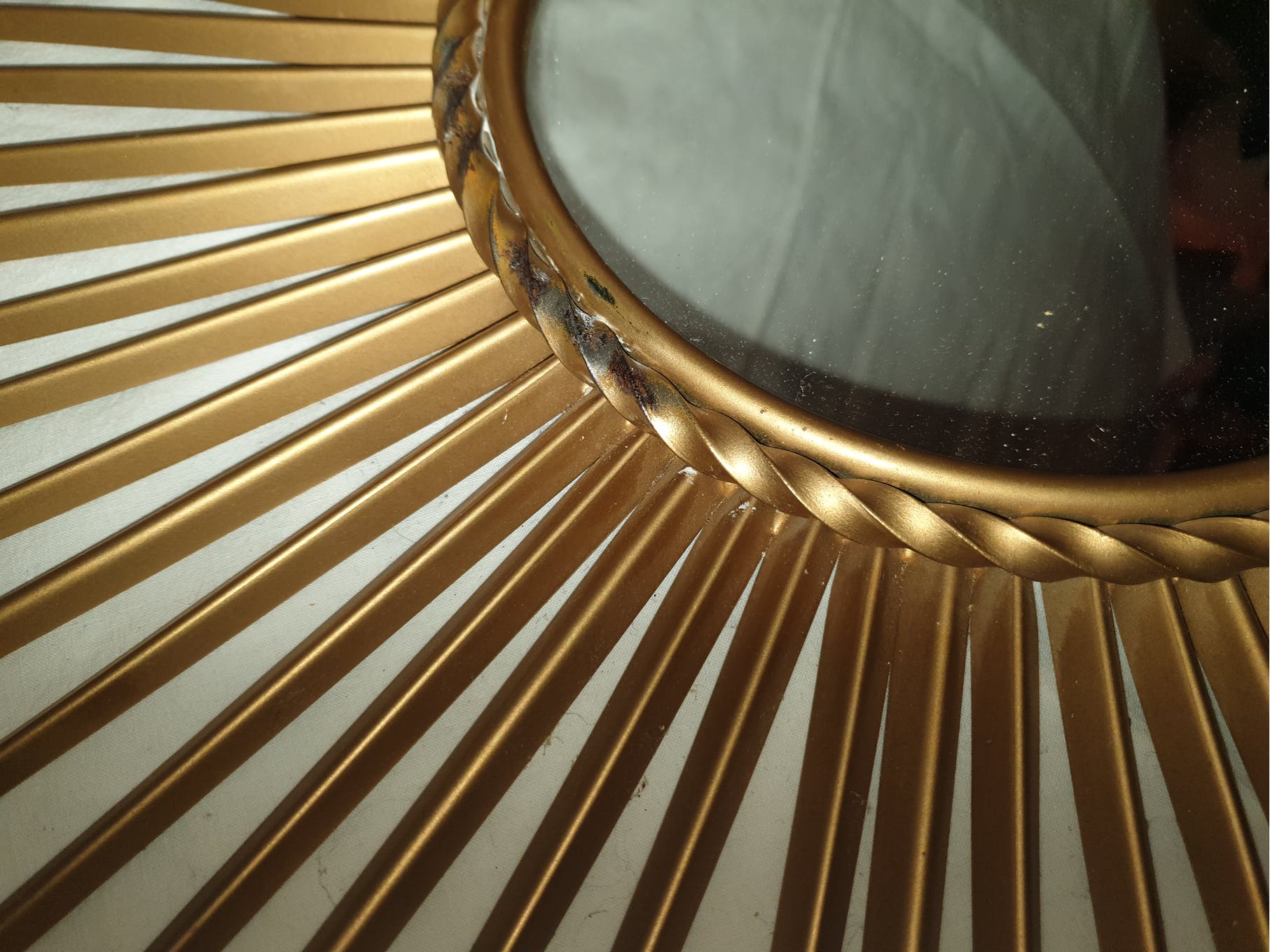 Chaty Vallauris sun mirror in gilded metal of 71 cm signed 50's / 60's