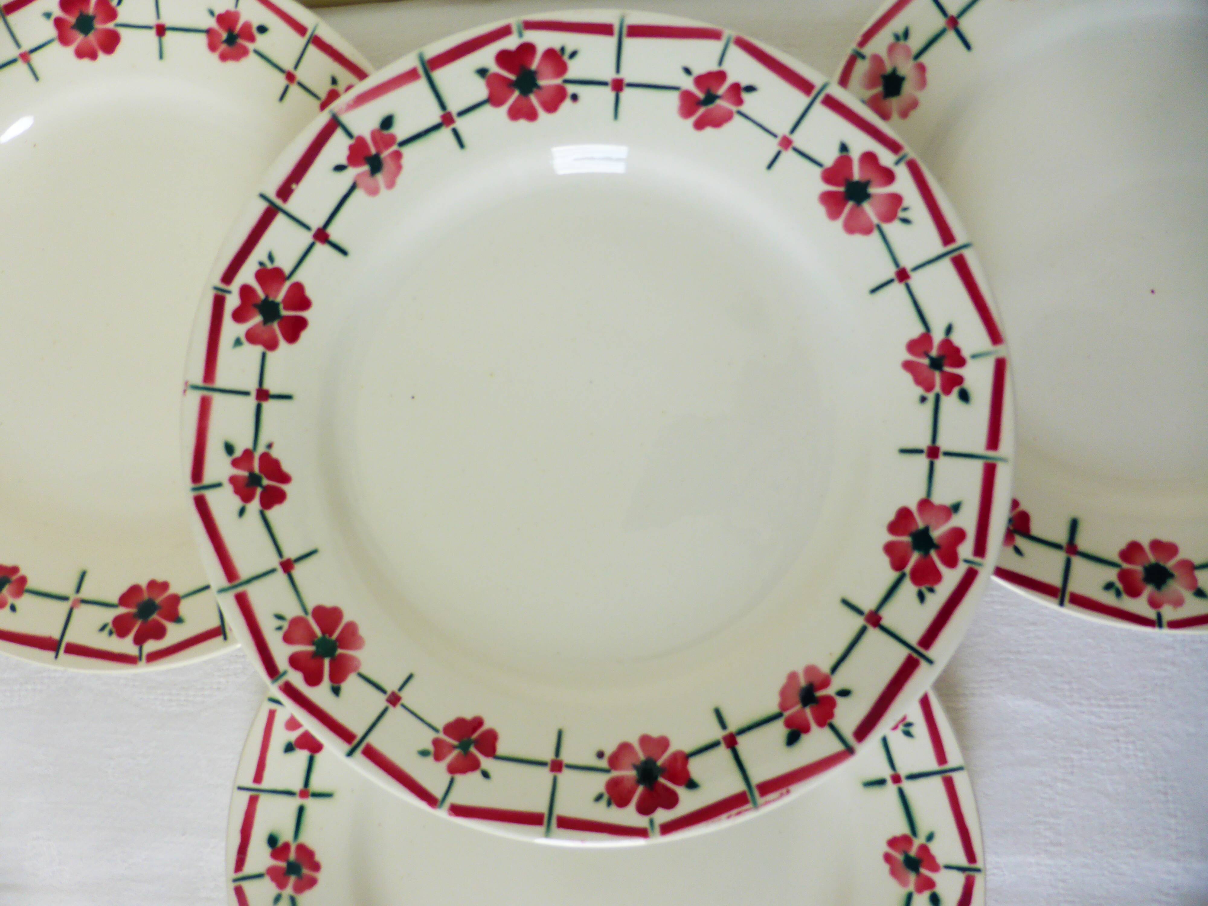 4 vintage flat plates Céranord St amand model Monique 2103152