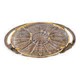 Vintage glass moulded aperitif server with handles and gilding.